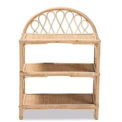 Kirklands Home Natural Curled Rattan 3-Tiered Bookcase Clearance