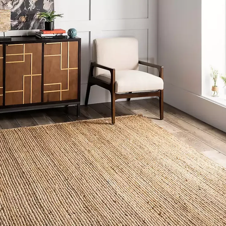 Kirklands Home Natural Hand Woven Rigo Jute Area Rug, 12x18 Tan New