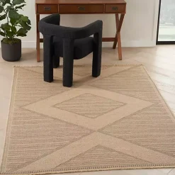 Kirklands Home Natural Jute Woven Diamond Area Rug, 5x7