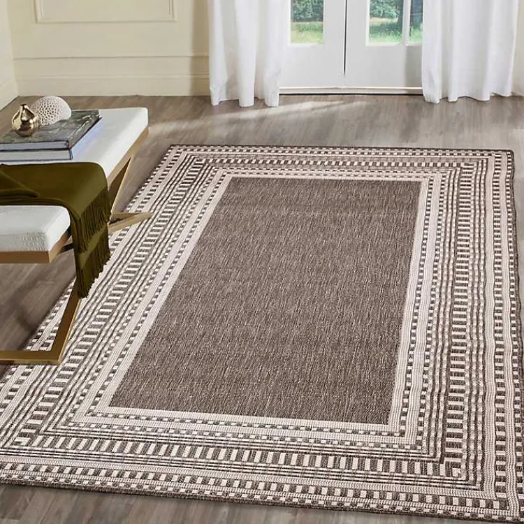 Kirklands Home Natural Linear Macy Indoor/Outdoor Area Rug, 4x7 Brown Best