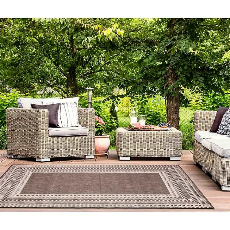 Kirklands Home Natural Linear Macy Indoor/Outdoor Area Rug, 4x7 Brown Best