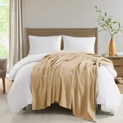 Blankets & Throws>Kirklands Home Natural Liquid Cotton Twin Blanket Tan