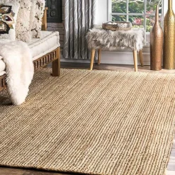 Kirklands Home Natural Reno Woven Area Rug, 5x8 Tan Outlet