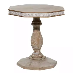 Kirklands Home Natural Rustic Wood Octagon Accent Table