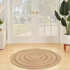 Kirklands Home Natural Seagrass Indoor/Outdoor Area Rug, 5x5 Tan New