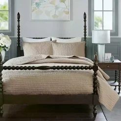 Kirklands Home Natural Serene Quilted 3-pc. Queen Coverlet Set Tan Discount