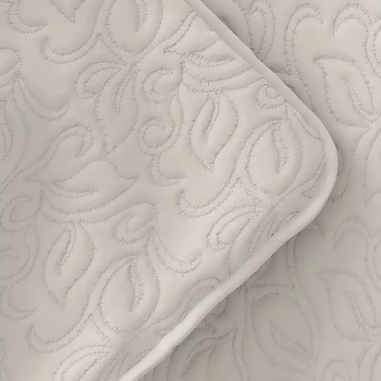Kirklands Home Natural Stitched Floral 3-pc. King Quilt Set Ivory Hot