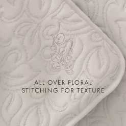 Kirklands Home Natural Stitched Floral 3-pc. King Quilt Set Ivory Hot