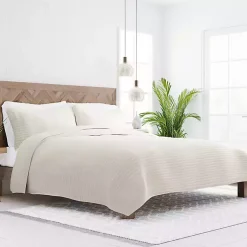 Kirklands Home Natural Stitched Stripes 3-pc. King Quilt Set Hot