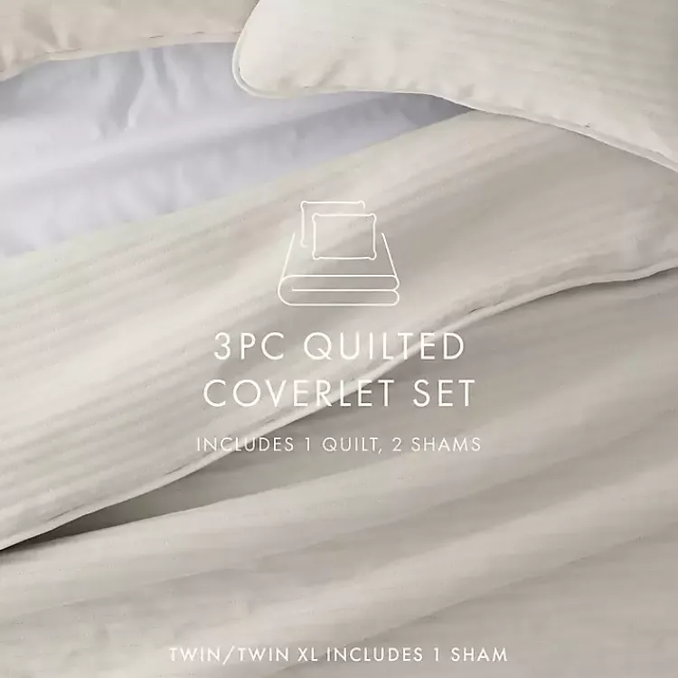 Kirklands Home Natural Stitched Stripes 3-pc. King Quilt Set Hot
