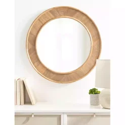 Kirklands Home Natural Woodgrain Round Wall Mirror Brown Online