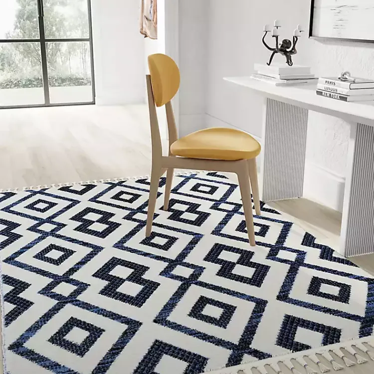 Kirklands Home Navy & White Diamond Trellis Area Rug, 8x10 Blue