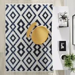 Kirklands Home Navy & White Diamond Trellis Area Rug, 8x10 Blue
