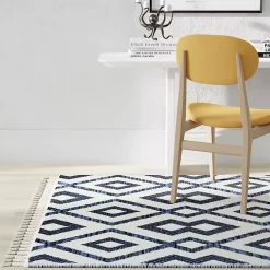 Kirklands Home Navy & White Diamond Trellis Area Rug, 8x10 Blue