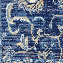 Kirklands Home Navy and Beige Botanical Area Rug, 7x10 New