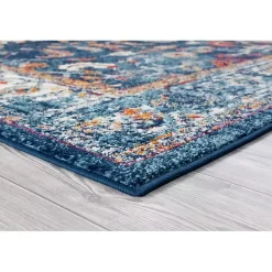 Kirklands Home Navy and Orange Bordered Runner, 2x6 Blue Outlet