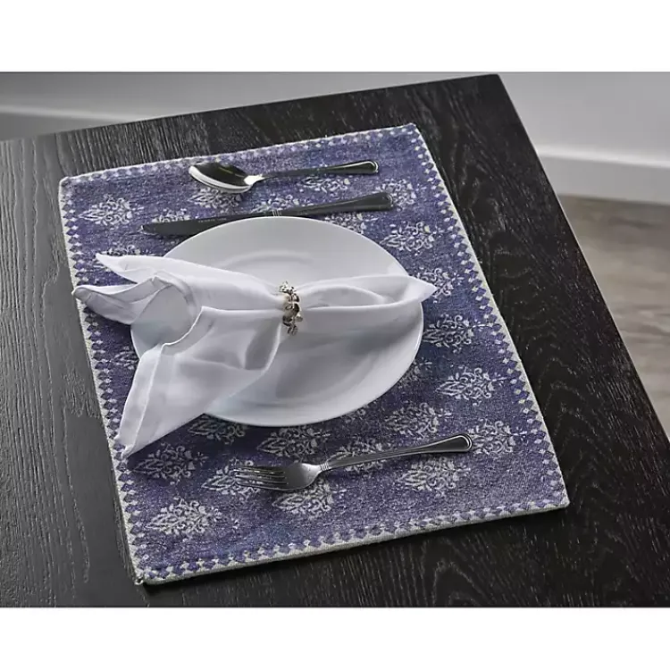 Kirklands Home Navy and White Decorative Placemats, Set of 4 Blue Clearance