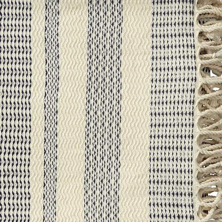 Blankets & Throws>Kirklands Home Navy and White Stripes Cotton Throw