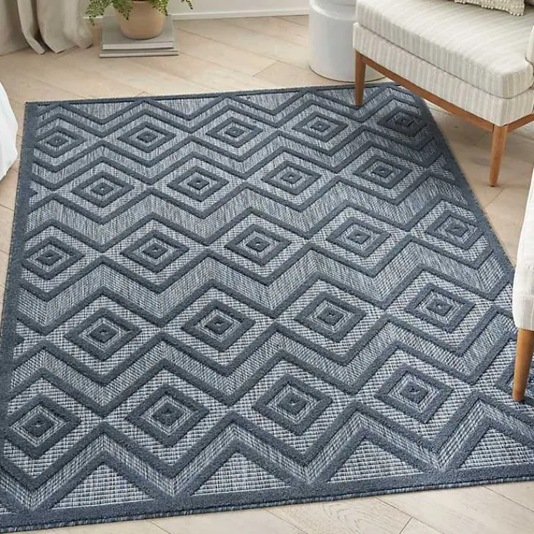 Kirklands Home Navy Diamond Indoor/Outdoor Area Rug, 6x9 Blue Discount