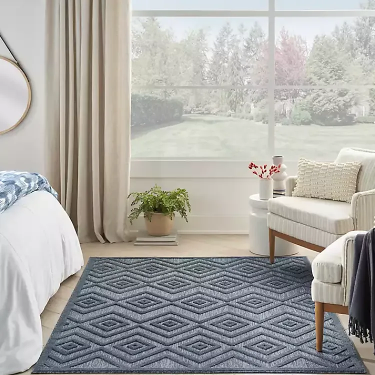 Kirklands Home Navy Diamond Indoor/Outdoor Area Rug, 6x9 Blue Discount