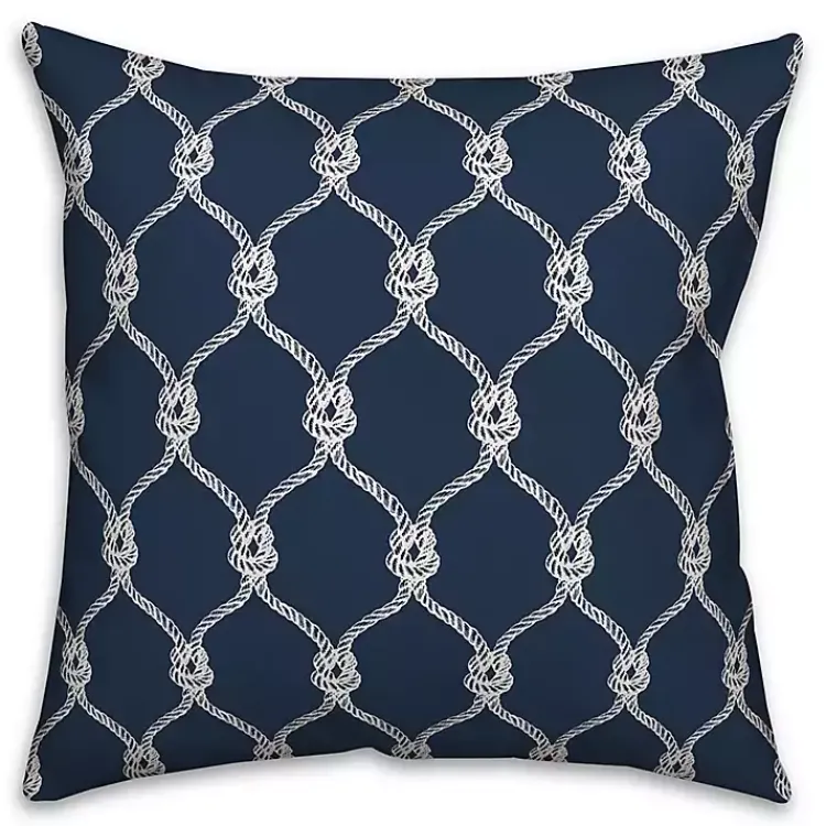 Kirklands Home Navy Knots Indoor/Outdoor Pillow Blue Outlet