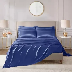 Kirklands Home Navy Blue Satin 6-pc. California King Sheet Set Gray Discount