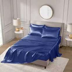 Kirklands Home Navy Blue Satin 6-pc. California King Sheet Set Gray Discount