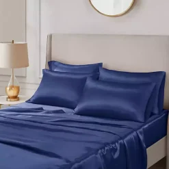 Kirklands Home Navy Blue Satin 6-pc. California King Sheet Set Gray Discount