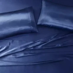 Kirklands Home Navy Blue Satin 6-pc. California King Sheet Set Gray Discount