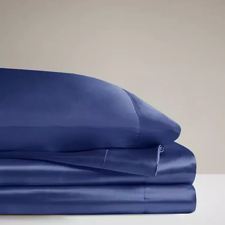 Kirklands Home Navy Satin 6-pc. King Sheet Set Blue Clearance