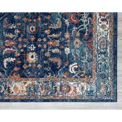 Kirklands Home Navy Bordered Pattern Area Rug, 7x9
