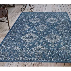 Kirklands Home Navy Botanical Hannah Indoor/Outdoor Rug, 4x7 Blue Online