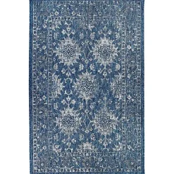 Kirklands Home Navy Botanical Hannah Indoor/Outdoor Rug, 7x9 Blue Discount
