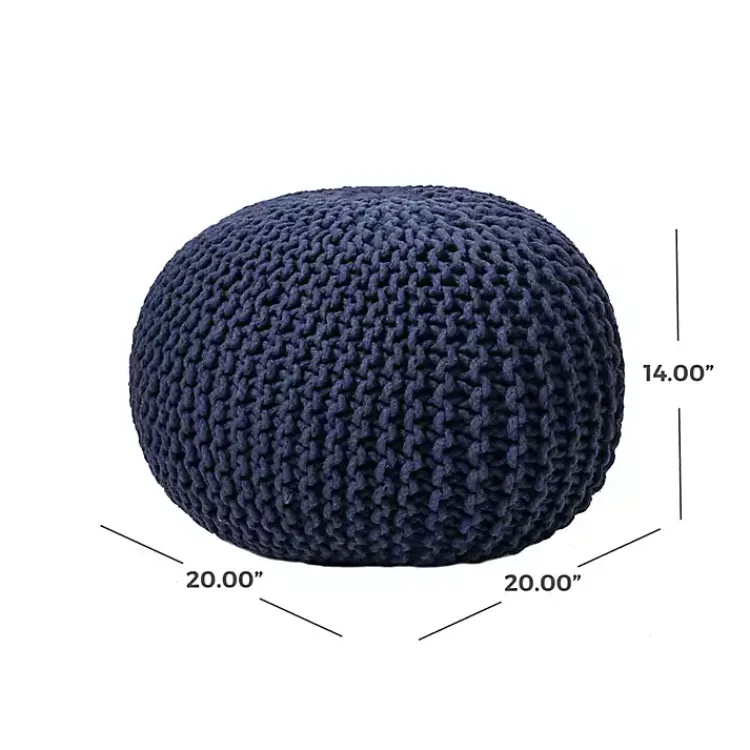 Poufs & Floor Cushions>Kirklands Home Navy Chain Knitted Round Pouf Blue