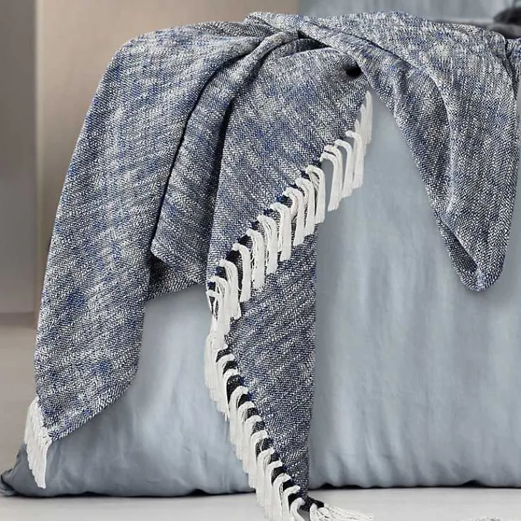 Blankets & Throws>Kirklands Home Navy Chambray Fringe Throw