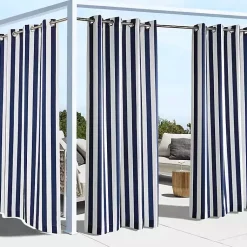 Kirklands Home Navy Coastal Stripe Outdoor Curtain Panel, 108 in. Outlet