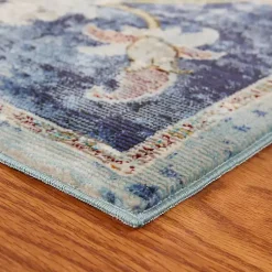 Kirklands Home Navy Faded Floral Area Rug, 4x6 Outlet