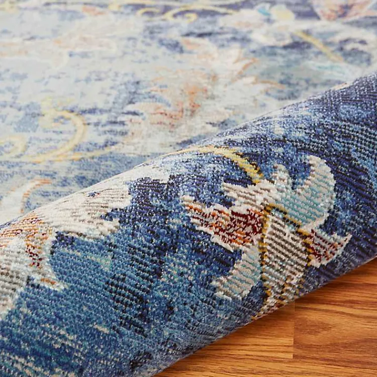 Kirklands Home Navy Faded Floral Area Rug, 4x6 Outlet