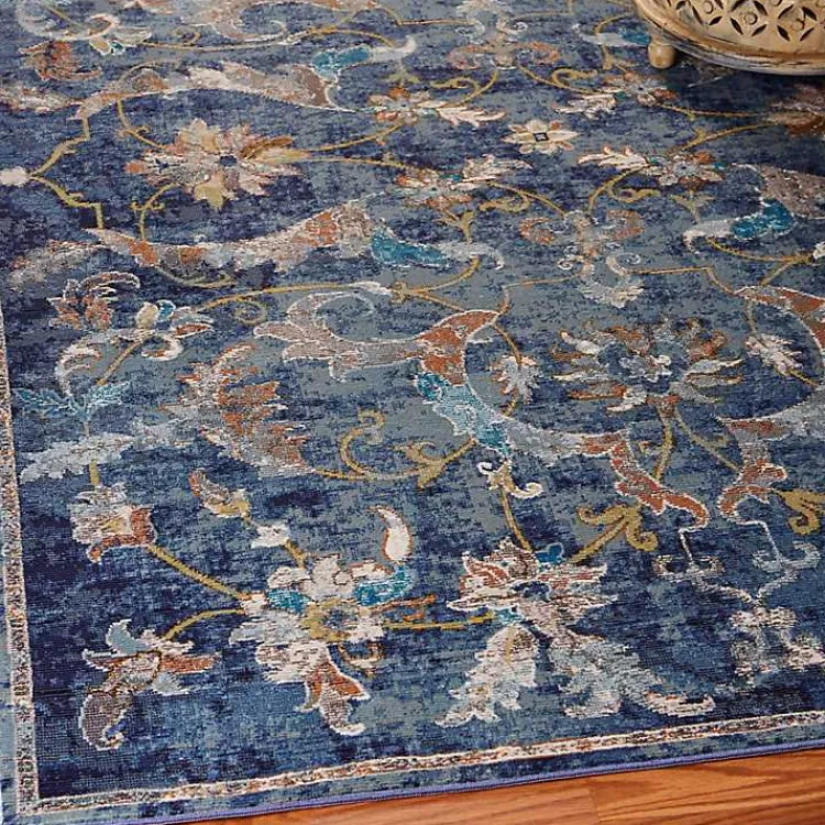Kirklands Home Navy Faded Floral Area Rug, 4x6 Outlet