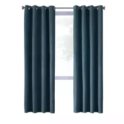 Kirklands Home Navy Faux Suede Blackout Curtain Panel, 84 in. Blue