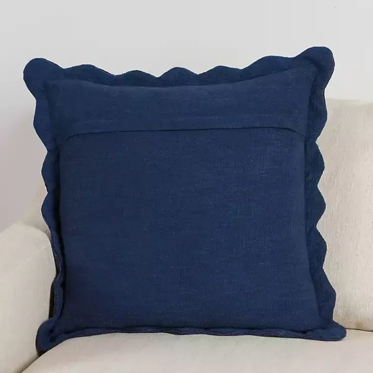 Pillows>Kirklands Home Navy Juna Scalloped Pillow, 22 in. Blue