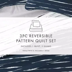 Kirklands Home Navy Linear Reversible 2-pc. Twin Quilt Set New