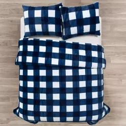 Kirklands Home Navy Plaid Faux Fur 3-pc. King Comforter Set Online