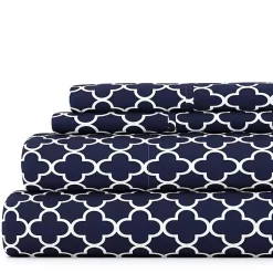Kirklands Home Navy Quatrefoil 4-pc. California King Sheet Set Blue Discount