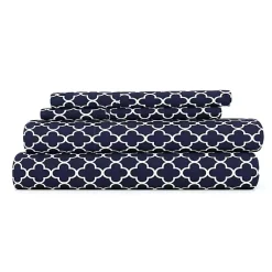 Kirklands Home Navy Quatrefoil 4-pc. Full Sheet Set Blue Online