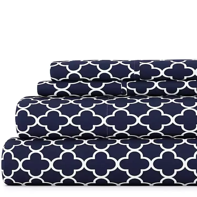 Kirklands Home Navy Quatrefoil 4-pc. Full Sheet Set Blue Online