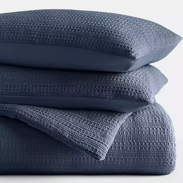Kirklands Home Navy Waffle Ultra-Soft 3-pc. King Comforter Set Blue New