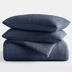 Kirklands Home Navy Waffle Ultra-Soft 3-pc. Twin Comforter Set Blue New