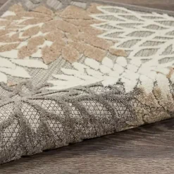 Kirklands Home Neutral Floral Burst Outdoor Round Area Rug, 7 ft. Sale