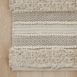 Kirklands Home Neutral Tufted Stripes Woven Bath Mat Brown Online
